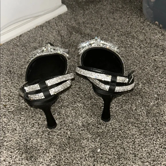 A New Day Black and Silver Heels with Ankle Straps - Picture 3 of 4